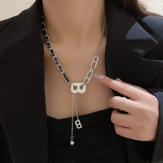 Wholesale Punk Letter B Pendant Thick Chain Necklace